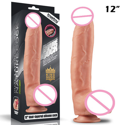 Διπλοί δονητές 12» τεράστιο ρεαλιστικό πέος θηλυκό Masturbation σιλικόνης στρώματος